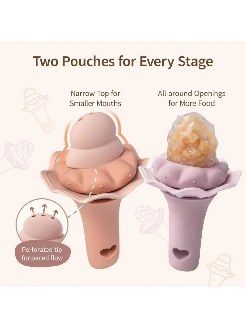 Baby Fruit Feeder & Freezer Tray Set, BPA-Free Silicone Self-Feeding Molds, 2